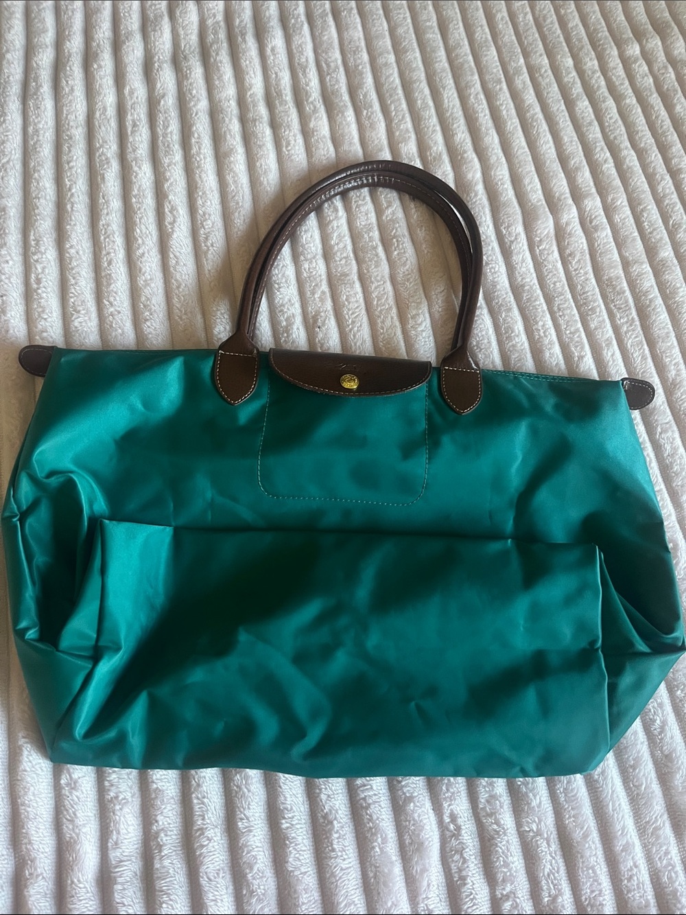 Longchamp Foldable Tote Bag Large Capacity Green Nylon New From Japan - Picture 2 of 8